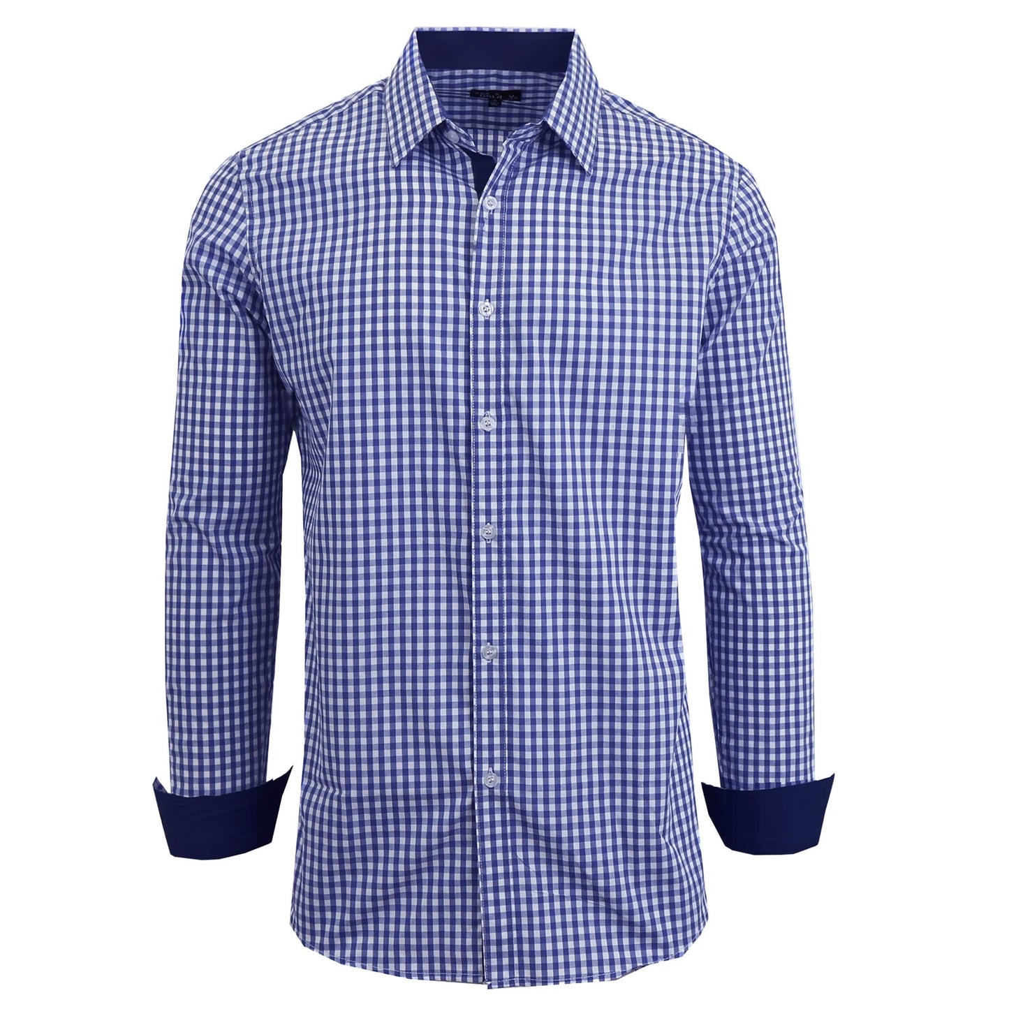 Men's Long Sleeve Slim Fitting Gingham Pattern Dress Shirts DailySale