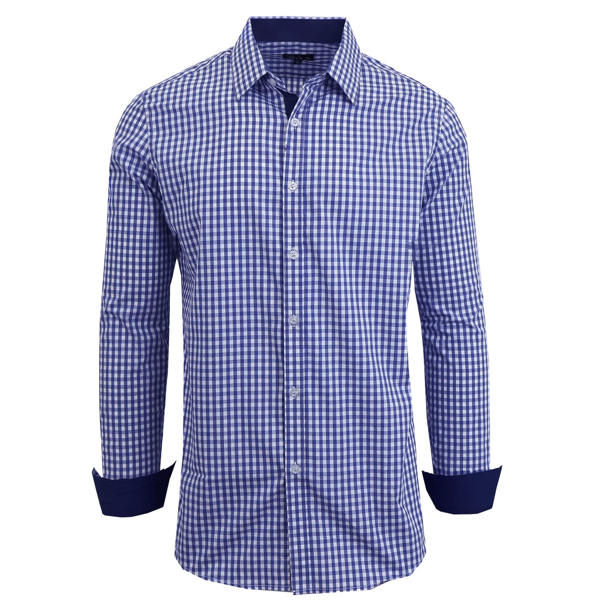 Men's Long Sleeve Slim Fitting Gingham Pattern Dress Shirts DailySale