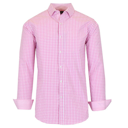 Men's Long Sleeve Slim Fitting Gingham Pattern Dress Shirts DailySale