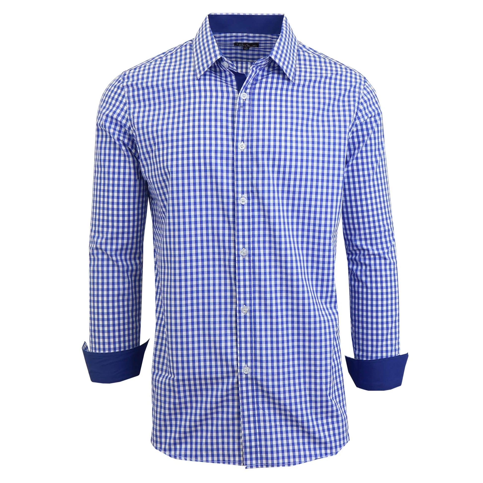 Men's Long Sleeve Slim Fitting Gingham Pattern Dress Shirts DailySale