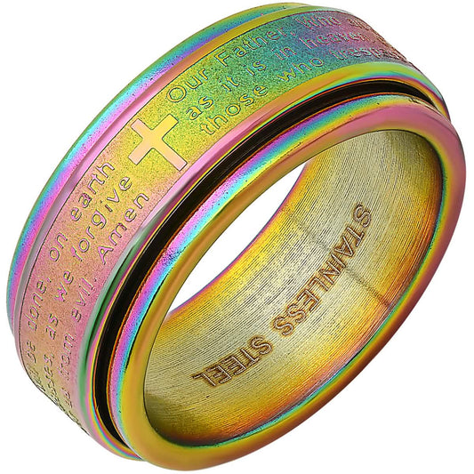 Men's Multi-IP Stainless Steel Prayer Spinner Ring DailySale