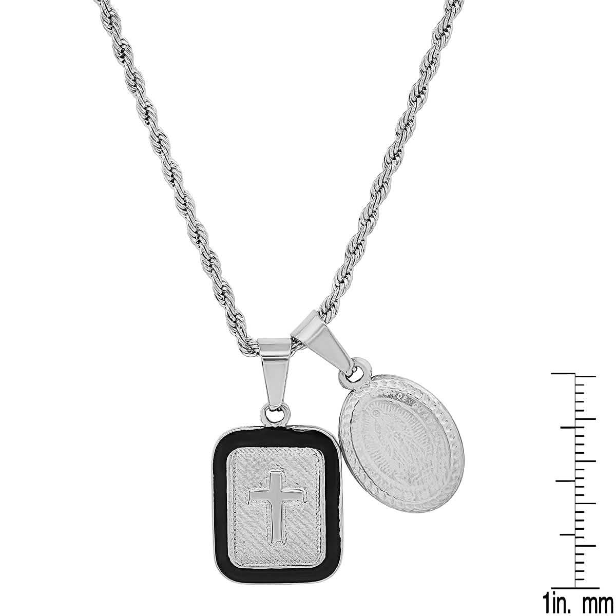 Men's Our Lady of Guadalupe and Black Enamel Dog Tag Pendant DailySale
