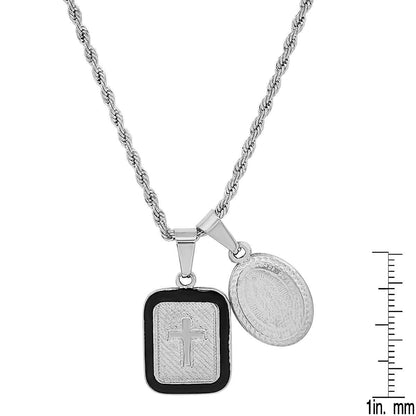 Men's Our Lady of Guadalupe and Black Enamel Dog Tag Pendant DailySale