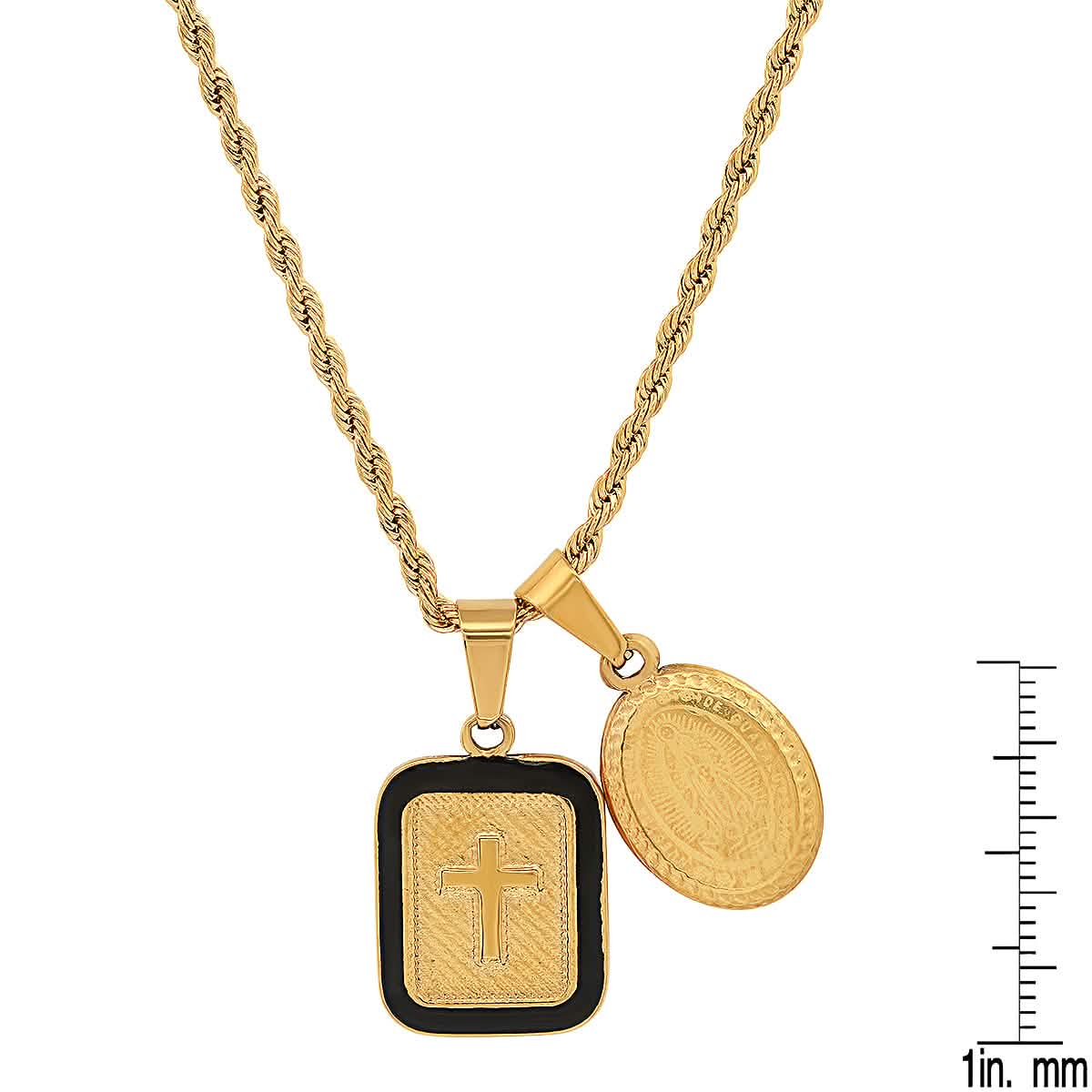 Men's Our Lady of Guadalupe and Black Enamel Dog Tag Pendant DailySale