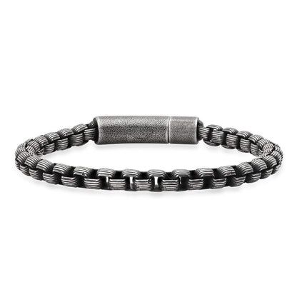 Men's Oxidized Stainless Steel Round Box Chain Bracelet DailySale