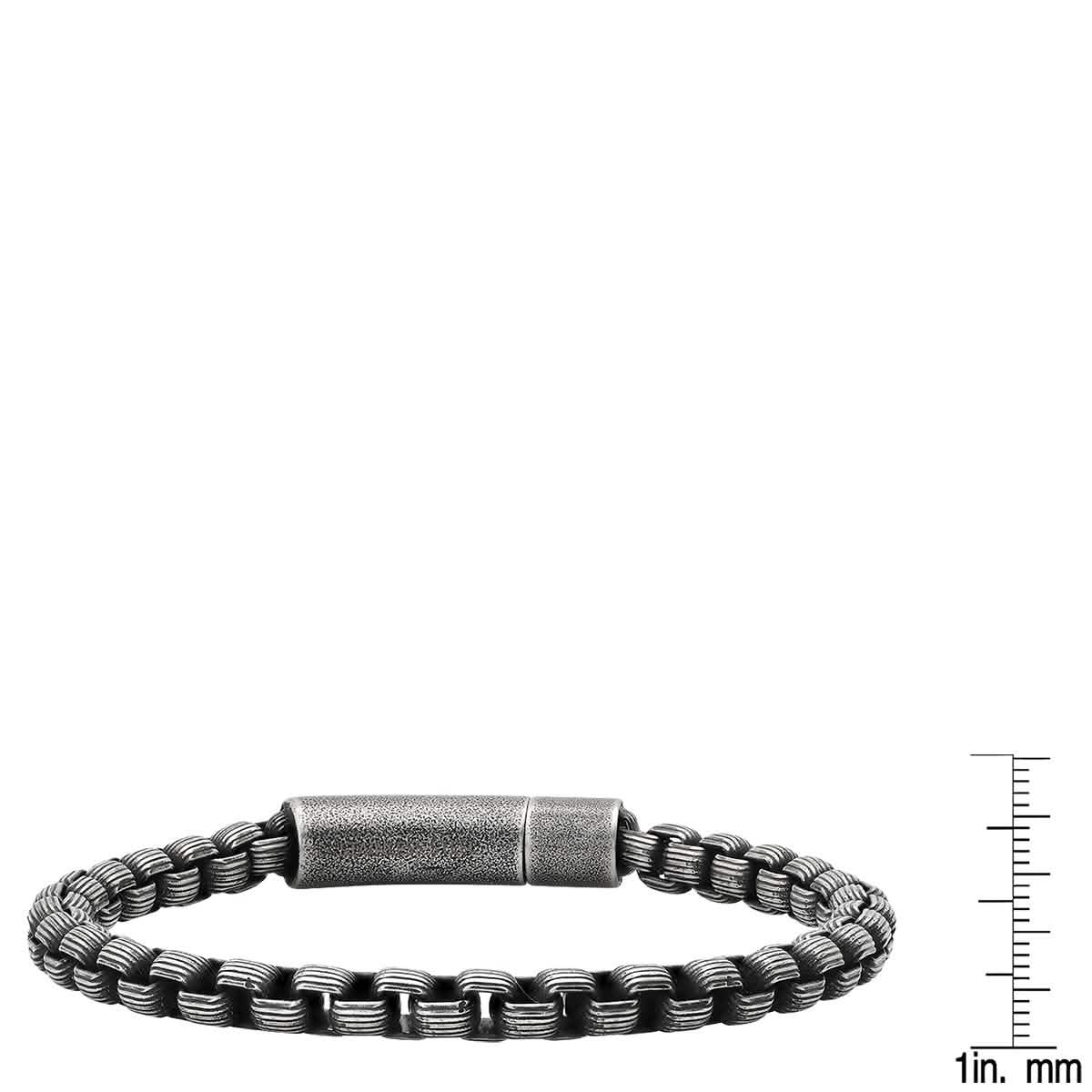 Men's Oxidized Stainless Steel Round Box Chain Bracelet DailySale