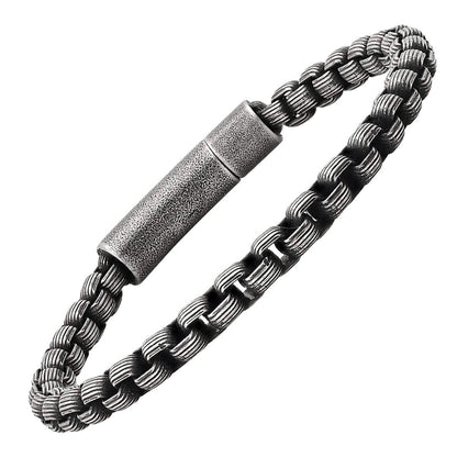 Men's Oxidized Stainless Steel Round Box Chain Bracelet DailySale