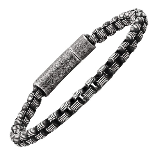 Men's Oxidized Stainless Steel Round Box Chain Bracelet DailySale