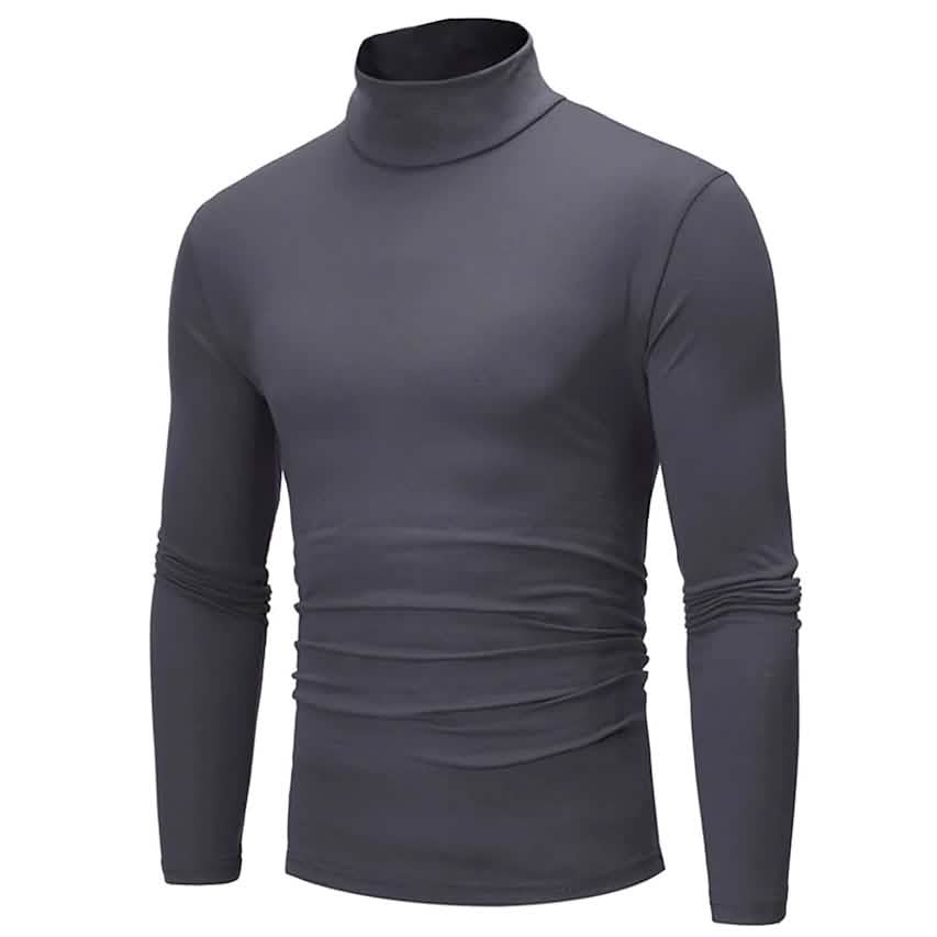 Men's Pure Color T-Shirt Thermal Mock Turtleneck Long Sleeve Tops DailySale