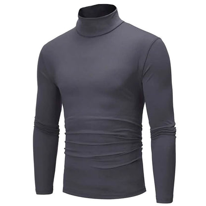 Men's Pure Color T-Shirt Thermal Mock Turtleneck Long Sleeve Tops DailySale