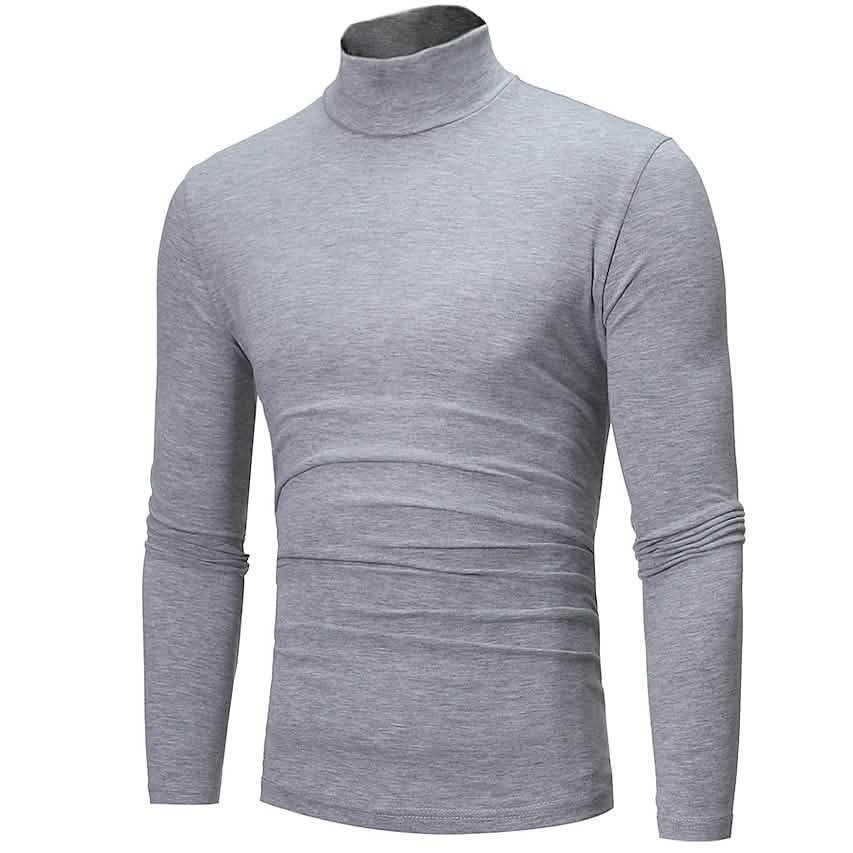 Men's Pure Color T-Shirt Thermal Mock Turtleneck Long Sleeve Tops DailySale