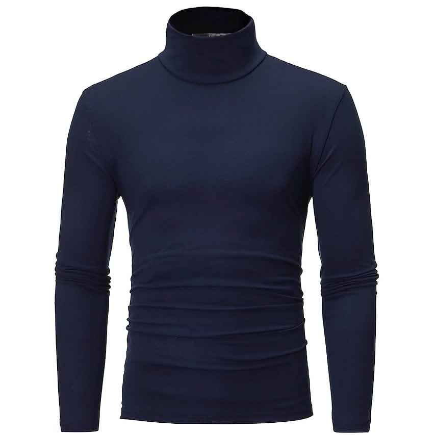 Men's Pure Color T-Shirt Thermal Mock Turtleneck Long Sleeve Tops DailySale
