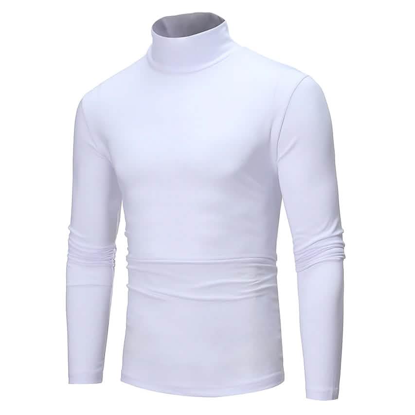 Men's Pure Color T-Shirt Thermal Mock Turtleneck Long Sleeve Tops DailySale
