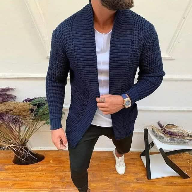 Men's Ribbed Knit Solid Color Sweater Cardigan DailySale