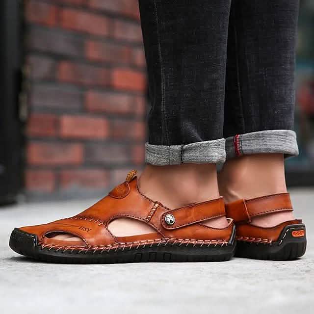Men's Sandals Cowhide Breathable Casual Beach Walking Shoes DailySale