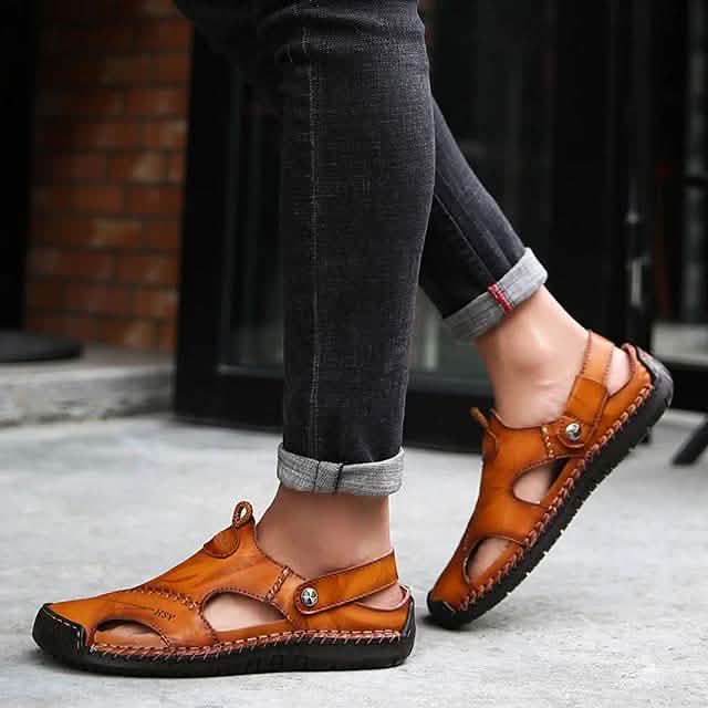 Men's Sandals Cowhide Breathable Casual Beach Walking Shoes DailySale