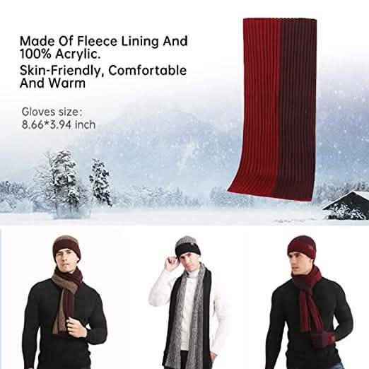 Men's Scarf and Beanie Hat Themal Gloves Set DailySale