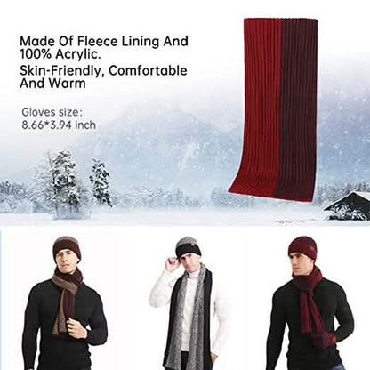 Men's Scarf and Beanie Hat Themal Gloves Set DailySale