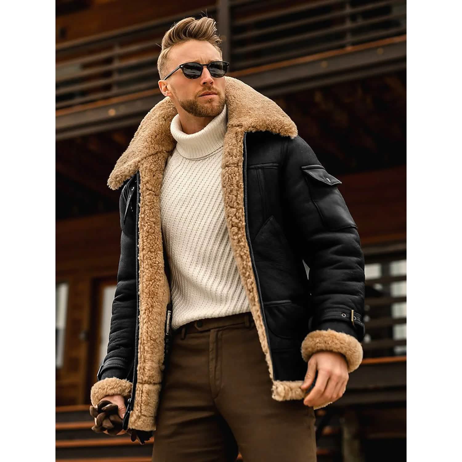 Men's Shearling Coat Winter Jacket DailySale