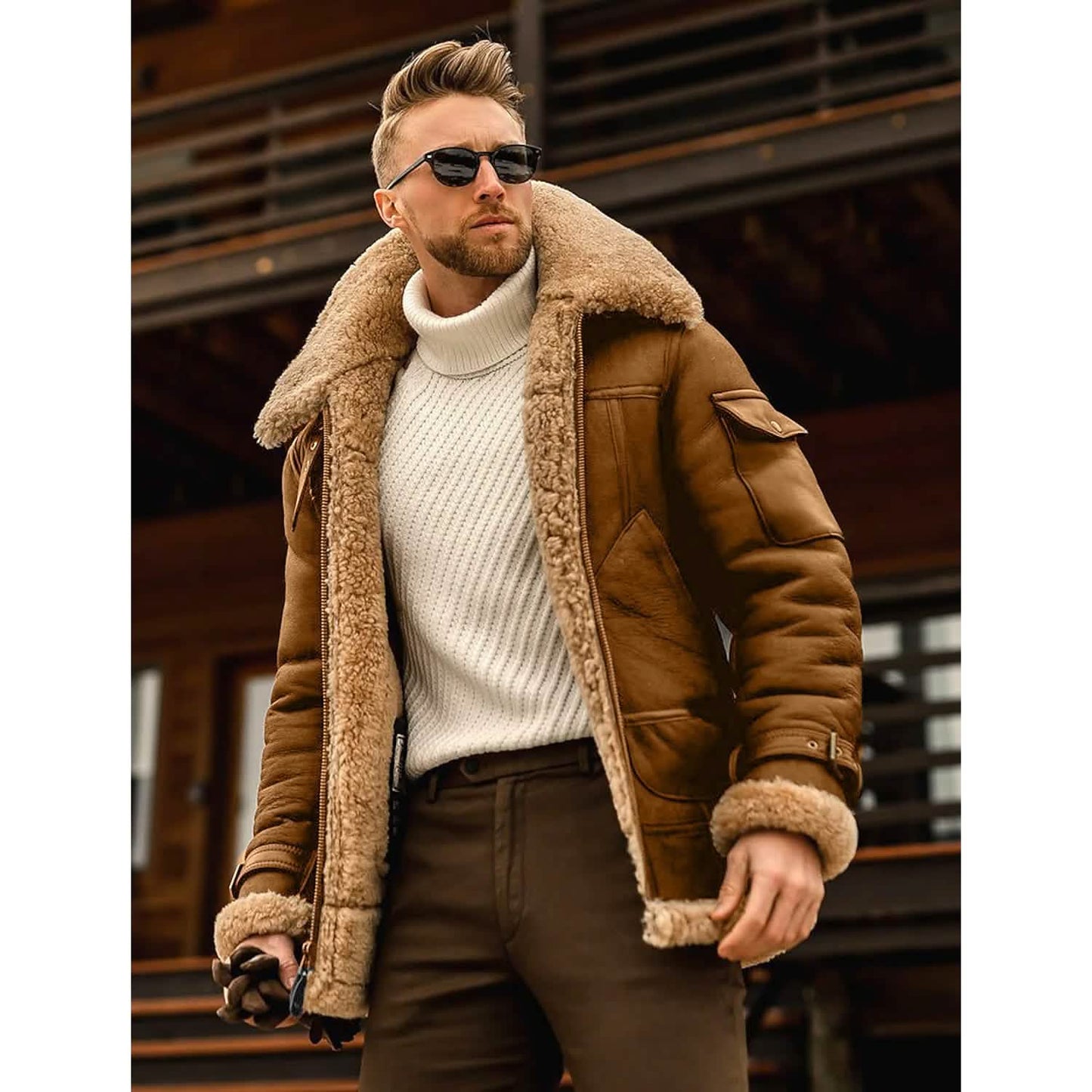 Men's Shearling Coat Winter Jacket DailySale