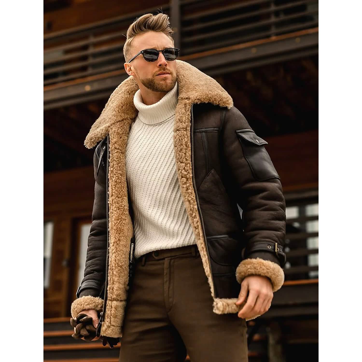 Men's Shearling Coat Winter Jacket DailySale