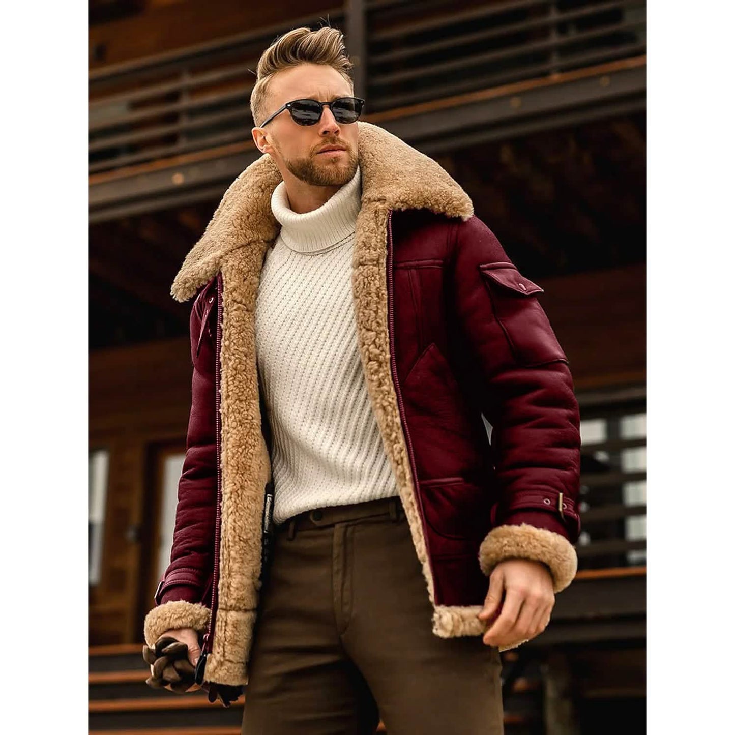 Men's Shearling Coat Winter Jacket DailySale