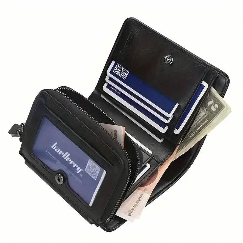 Men's Short Multi-Card Slots Tri-Fold Zipper Coin Pocket Wallet DailySale