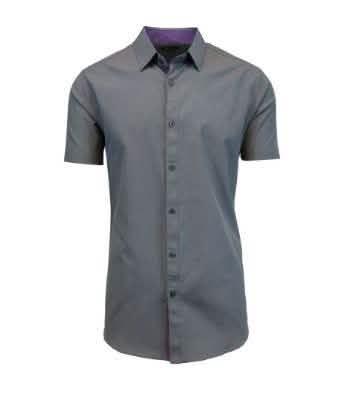 Men's Short-Sleeve Slim-Fit Shirt with Contrast Trim - Assorted Sizes DailySale