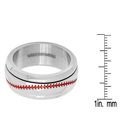 Men's Stainless Steel and Red Enamel Acceted Ring DailySale