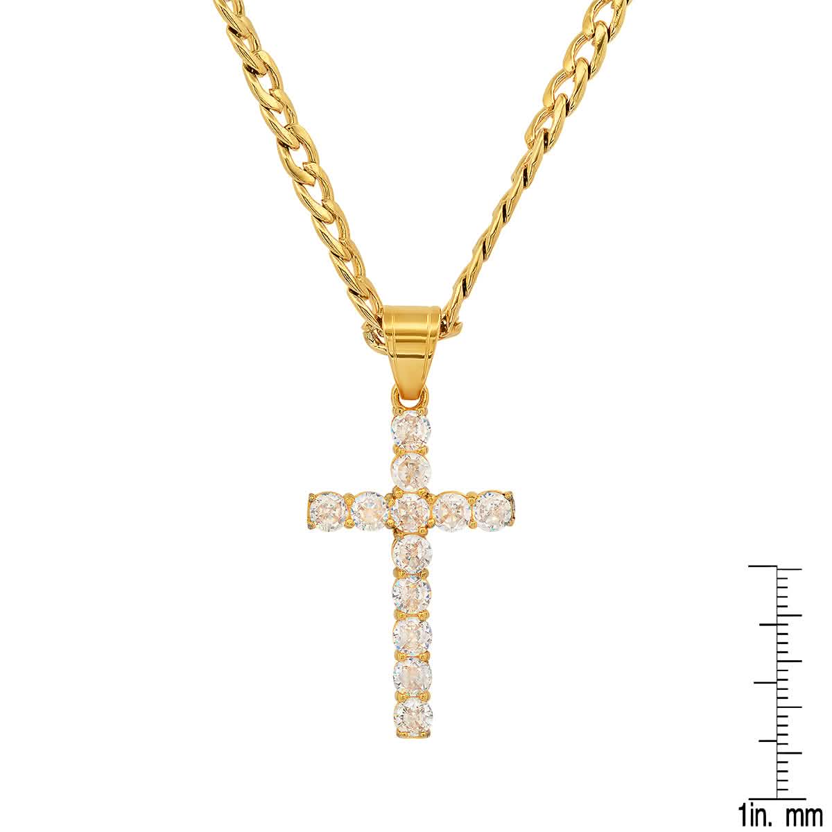 Men's Stainless Steel And Simulated Diamonds Cross Pendant DailySale