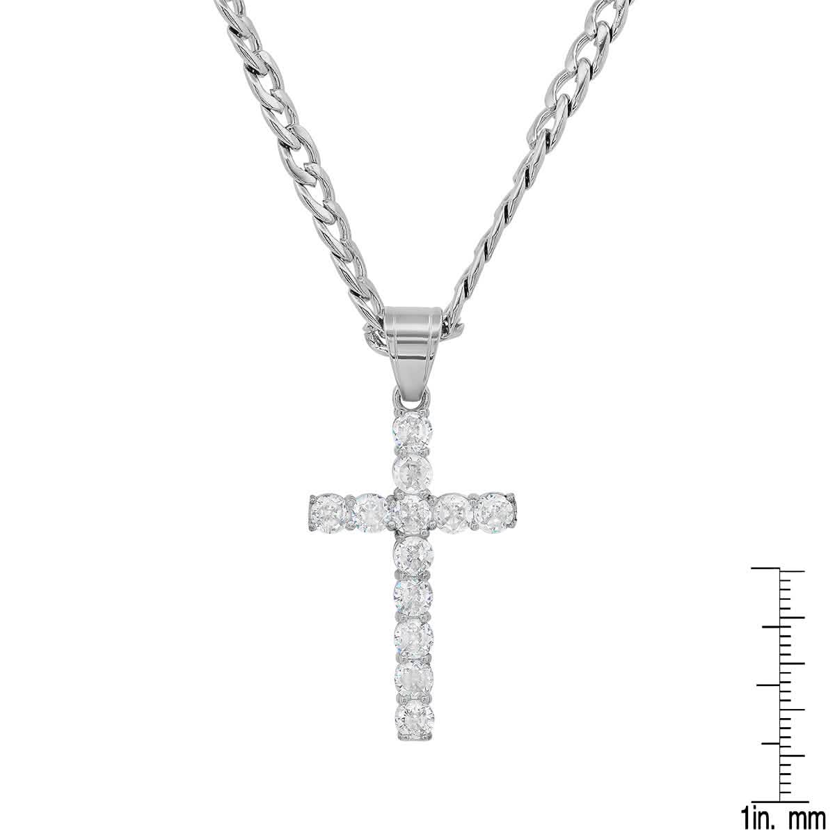 Men's Stainless Steel And Simulated Diamonds Cross Pendant DailySale
