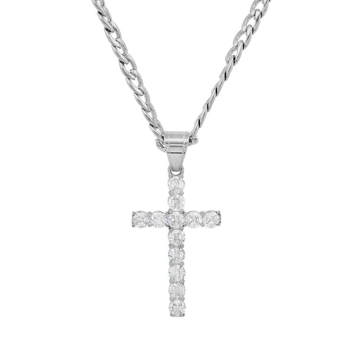 Men's Stainless Steel And Simulated Diamonds Cross Pendant DailySale