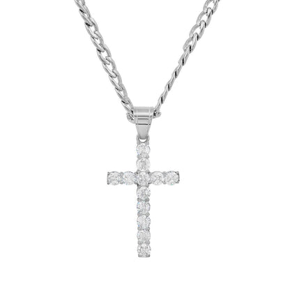 Men's Stainless Steel And Simulated Diamonds Cross Pendant DailySale