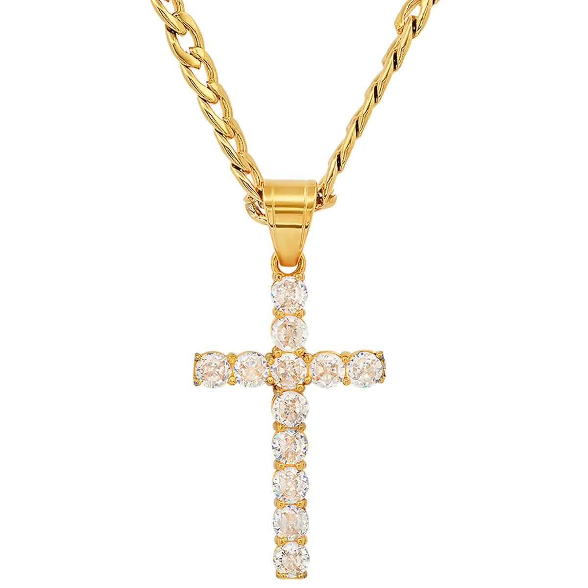 Men's Stainless Steel And Simulated Diamonds Cross Pendant DailySale