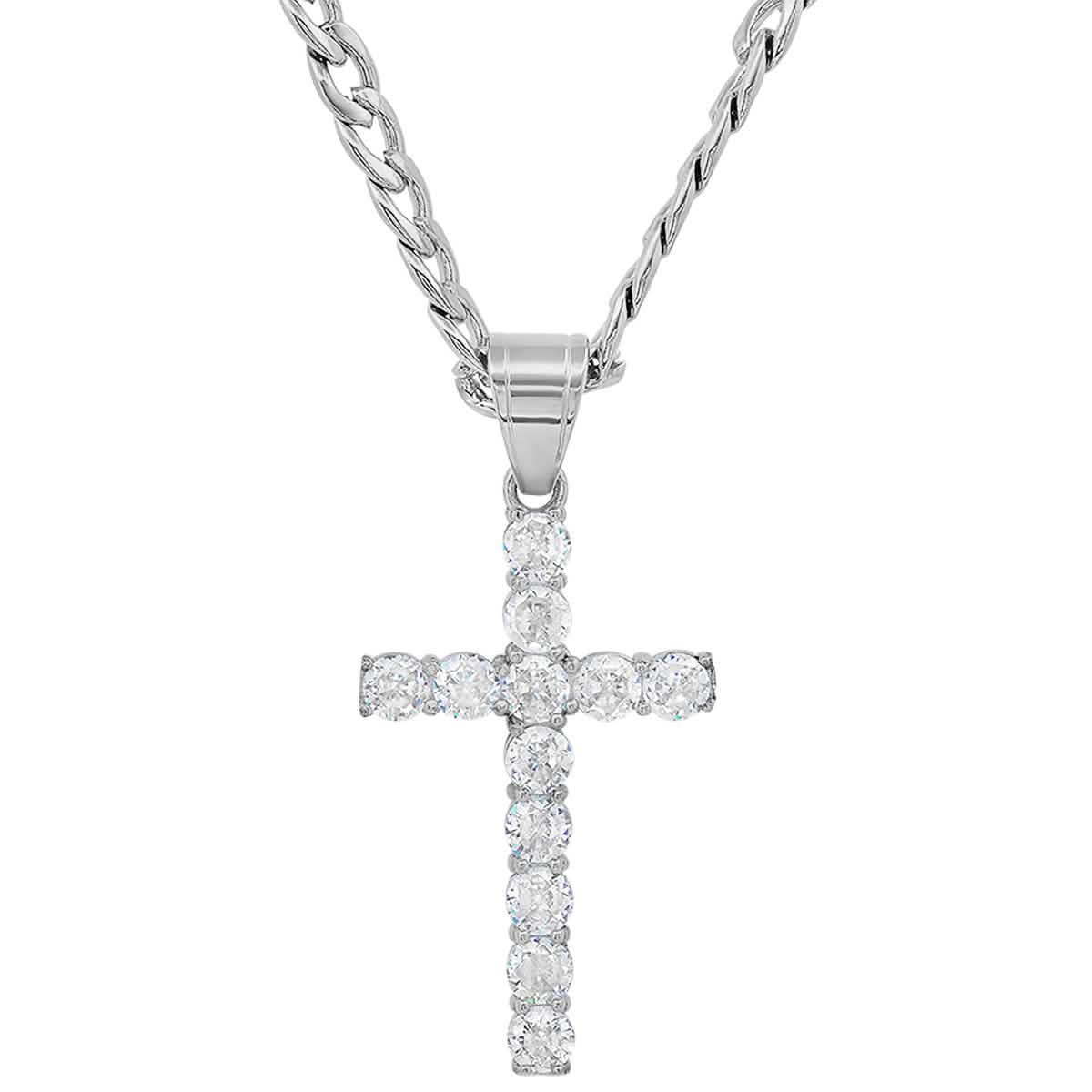 Men's Stainless Steel And Simulated Diamonds Cross Pendant DailySale