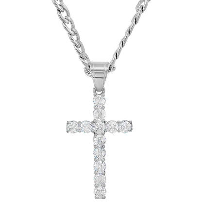 Men's Stainless Steel And Simulated Diamonds Cross Pendant DailySale