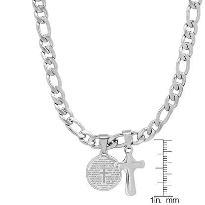 Men's Stainless Steel Cross and Our Father Prayer Round Pendant DailySale