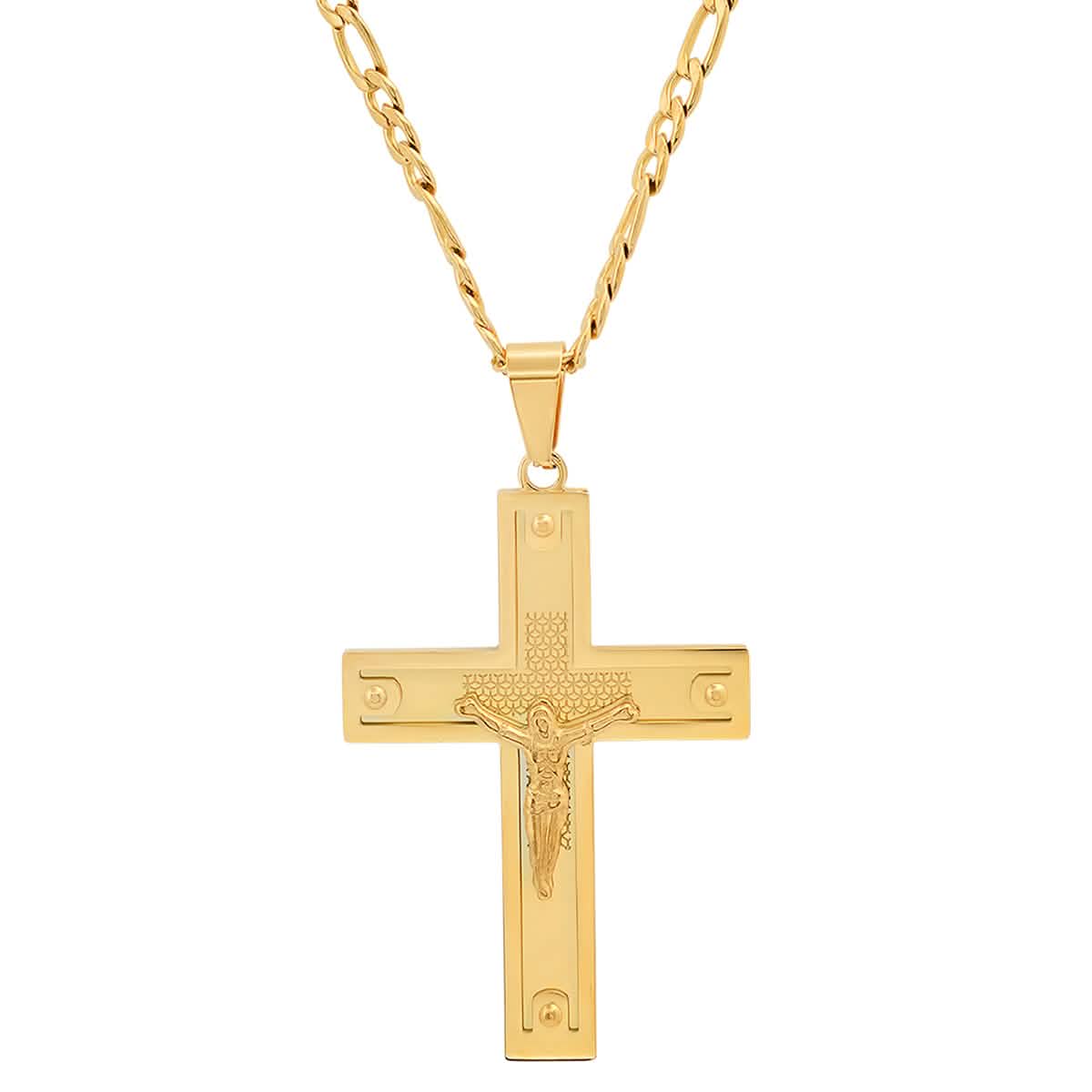 Men's Stainless Steel Crucifix Pendant with Studs DailySale