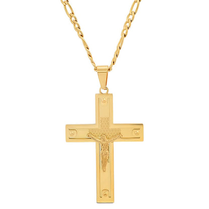 Men's Stainless Steel Crucifix Pendant with Studs DailySale