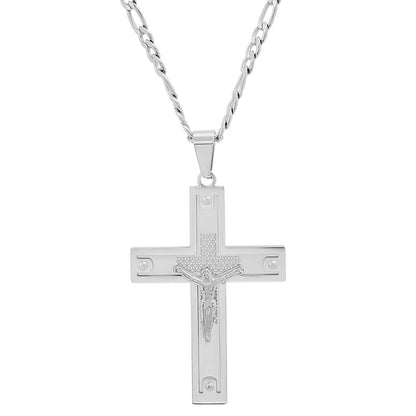 Men's Stainless Steel Crucifix Pendant with Studs DailySale