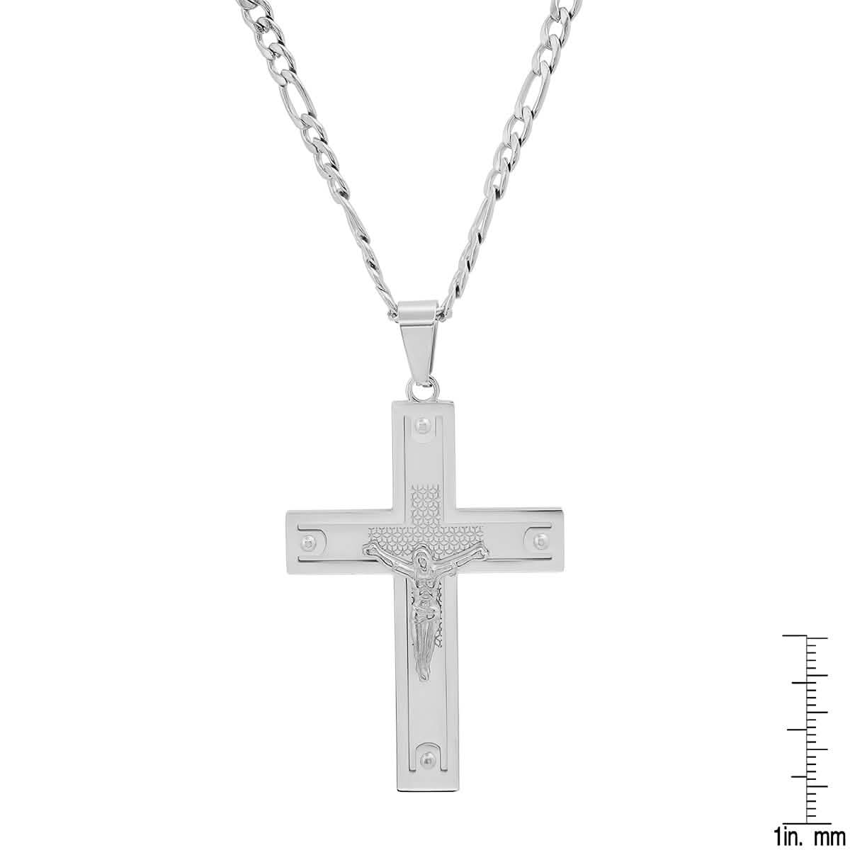 Men's Stainless Steel Crucifix Pendant with Studs DailySale