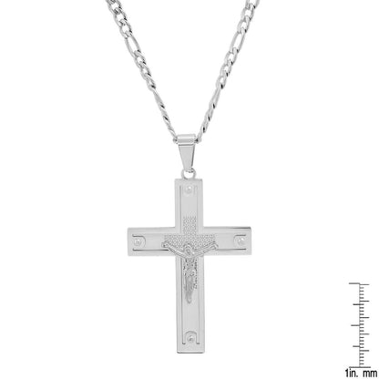 Men's Stainless Steel Crucifix Pendant with Studs DailySale