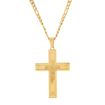 Men's Stainless Steel Crucifix Pendant with Studs DailySale