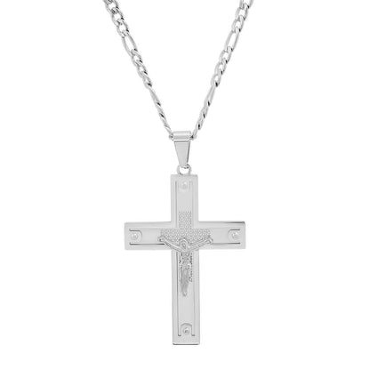 Men's Stainless Steel Crucifix Pendant with Studs DailySale