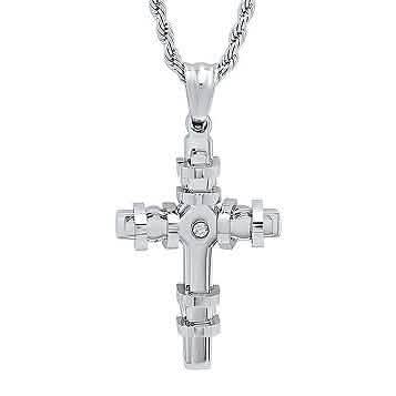 Men's Stainless Steel CZ Cross Pendant DailySale
