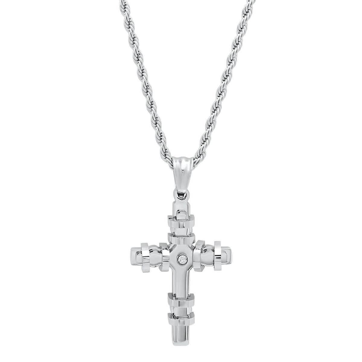Men's Stainless Steel CZ Cross Pendant DailySale