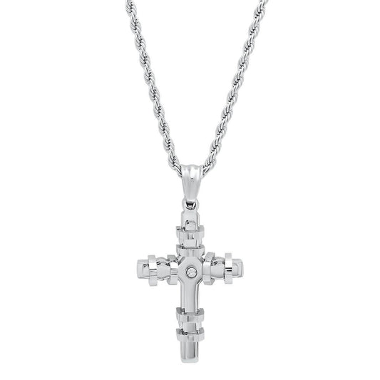 Men's Stainless Steel CZ Cross Pendant DailySale
