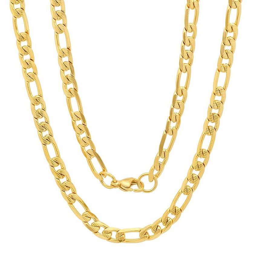 Men's Stainless Steel Diamond Cut Figaro Necklace by Steeltime DailySale