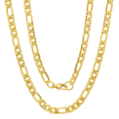 Men's Stainless Steel Diamond Cut Figaro Necklace by Steeltime DailySale
