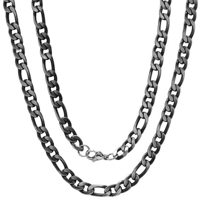 Men's Stainless Steel Diamond Cut Figaro Necklace by Steeltime DailySale